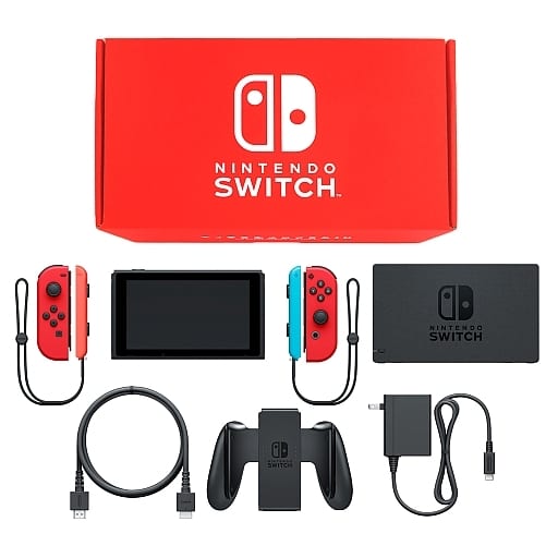 Nintendo Switch With Neon Blue And Neon Red Joy-con