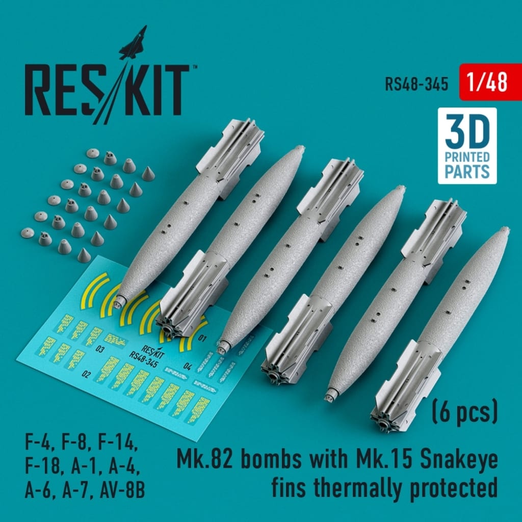 1/48 Mk. 82 500 Pound Bomb w/Mk. 15 Snake Eye Fin (Navy Type) (6 Pieces ...