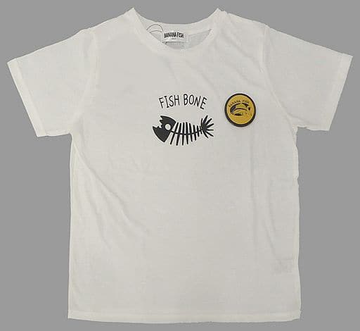 Clothing T-shirt w / FISH BONE metal badge White L Size 「 BANANA