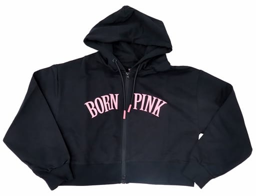 BLACKPINK Cropped Zip Up Hoodie Black L Size 