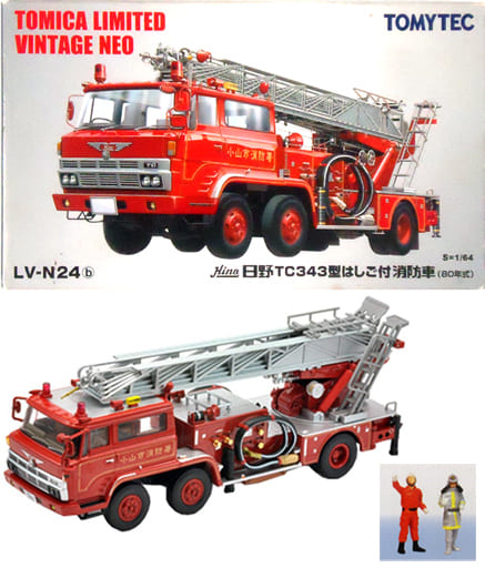 迷你车1/64 LV-N24b日野汽车TC343型带梯子消防车80年式小山市消防署