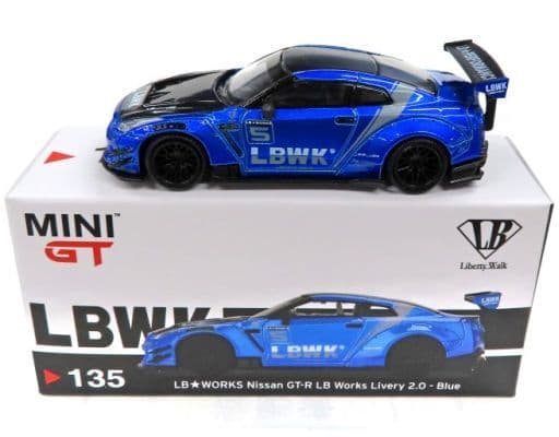 1/64 LB ★ WORKS Nissan GT-R R35 Type 2 Rear Wing Version 3 Blue LBWK 2. ...