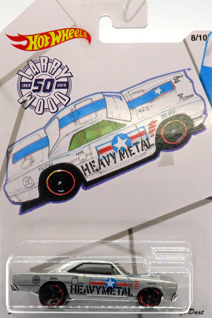 ミニカー 1/64 68 Dadge Dart HEAVY METALシルバーHot Wheels LARRY WOOD 50th 「Hot ...