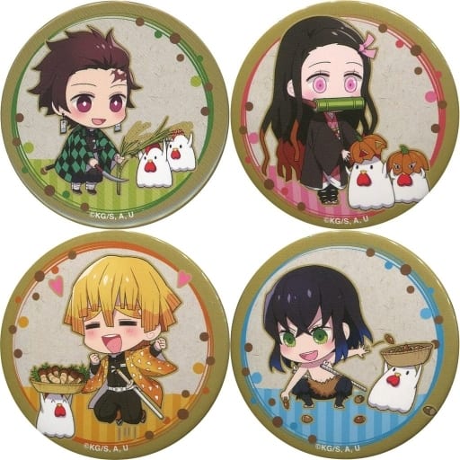 Badge Pins A Set metal badge Set (Autumn Harvest Festival / 4-piece Set)  Demon Slayer: Kimetsu no Yaiba - Mugen Train Version - x Lawson Loppi HMV  & BOOKS Online only