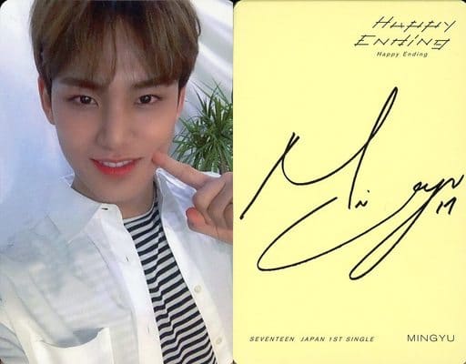 Seventeen / MINGYU / Print with signature / Back Yellow / CD 「 JAPAN 1 st  SINGLE 『 Happy Ending 』 」 (First Press Limited Edition A) Enclosed Special  