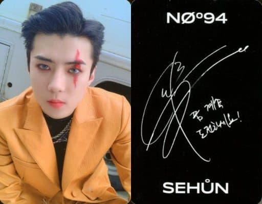 EXO / SEHUN / Upper-body / Costume : Yellow / Black / Front / Back Print  with signature / CDs 