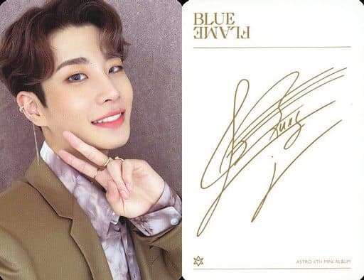 ASTRO/MJ / Back Background White / Print Signature Brown / CD 「 BLUE FLAME  」 (THE BOOK ver.) Special Selfie / Photo Card