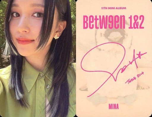 Collection Card (Female) / CD 11 th Mini Album Between 1 u0026 2 Special  Photo Card TWICE / Mina / Beige on the back / Printed with signature / CDs  11th Mini