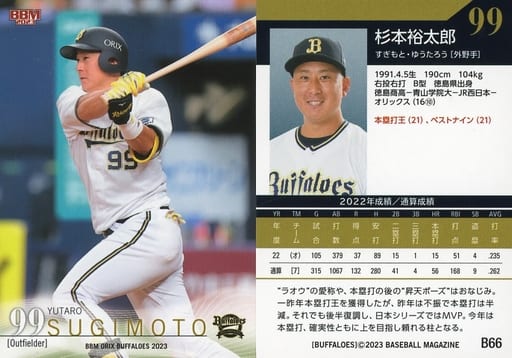 BBM / Regular Card / BBM Orix Buffaloes Baseball Card 2023 B66