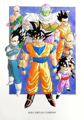 ポスター　B3ポスター 集合(横型/9人/ホワイト×グレー) 「ドラゴンボール」 鳥山明の世界展グッズ B3 Poster Set (Vertical / 8 People / White x Blue) 