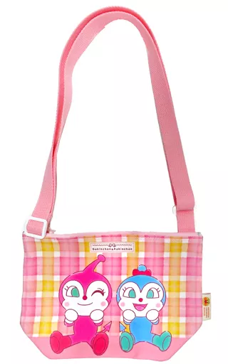 Bag Dokin-chan & Kokin-chan check pattern pochette pink