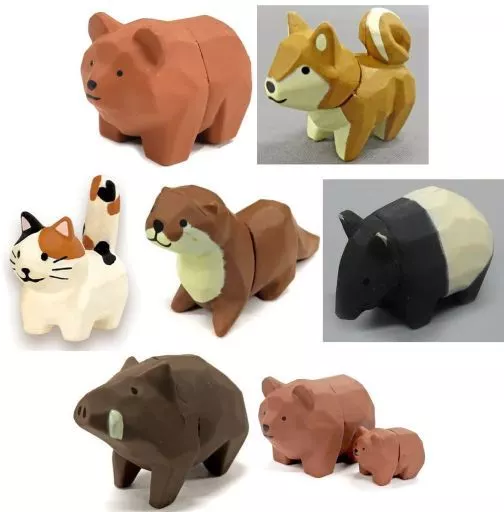 木彫り動物　7体 Trading figure 7-Type Set 
