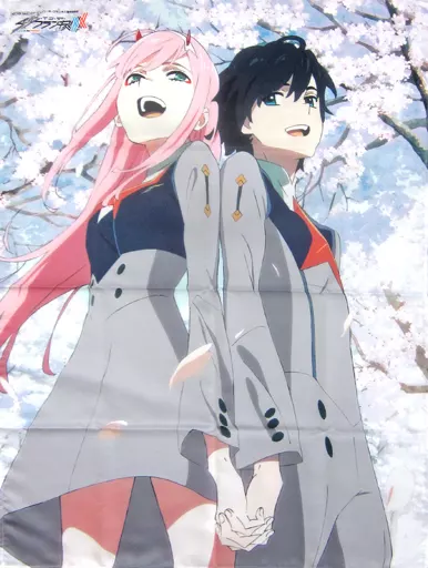 Aniplex Blu-ray/DVD 特典　B1布ポスター ゼロツー&ヒロ Drawing B1 Cloth Poster Code:002 & Hiro 