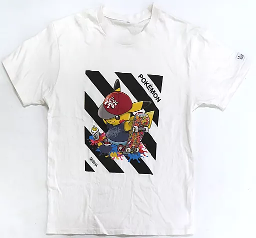 Tシャツ　ピカチュウ(スケボー) Tシャツ ホワイト Mサイズ 「ポケットモンスター」 ポケモンセンター渋谷限定 Pikachu (skateboard) T-shirt white M size 