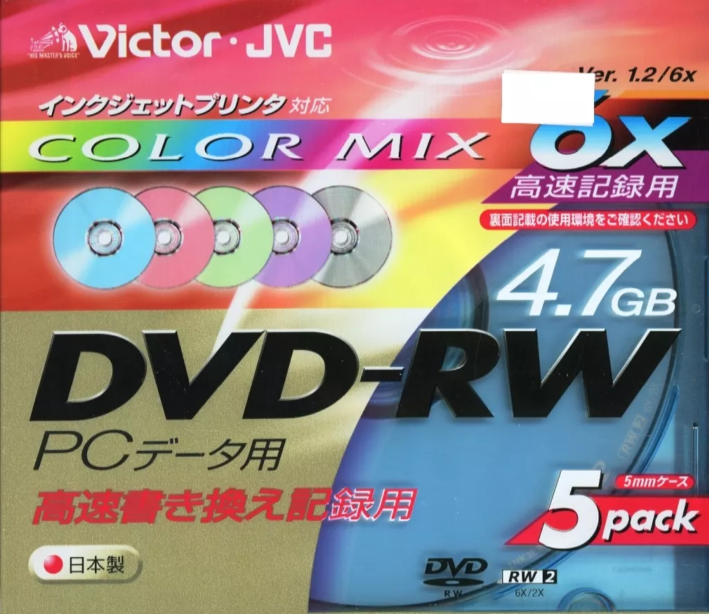 DVD-R JVC Data DVD-RW 4.7 gb 6x-speed 5-pack [VD-W47XH5] | Electric ...