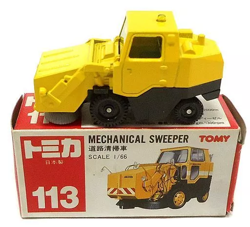 ミニカー 1/66 道路清掃車(イエロー/赤箱/日本製/TOMY赤字