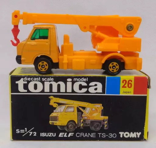 トミカ黒箱No.26 いすゞ エルフ クレーン TS-30オレンジ日本製