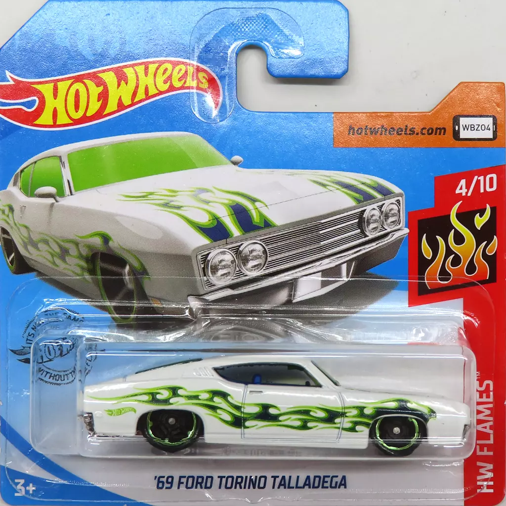 Hot Wheels Flames Series 4/10 '69 Ford Torino Talladega – 1:64 Scale Die-Cast Car (White) - View #2