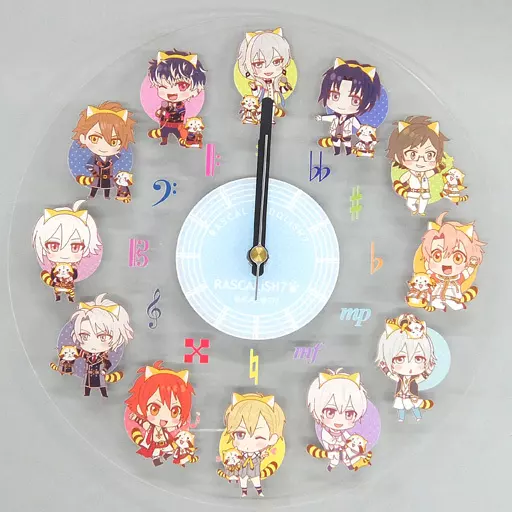 置き時計・壁掛け時計　集合 ラスカリッシュセブン アクリル壁時計 「アイドリッシュセブン×あらいぐまラスカル」 受注生産限定 置き時計・壁掛け時計 集合 ラスカリッシュセブン アクリル壁