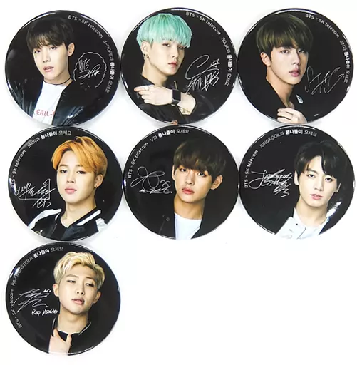 BTS×SK telecom 缶バッジ バッジ・ピンズ 全7種セット BTS(防弾少年団) 缶バッジ(ブラック