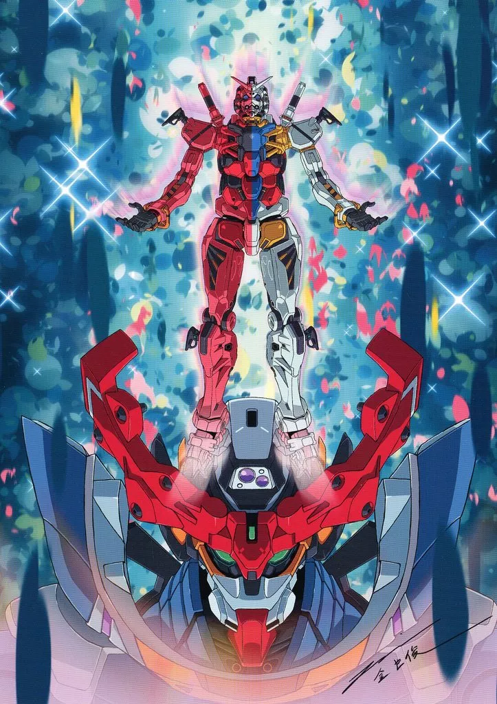 Zeke Axe & Red Gundam illustration card 