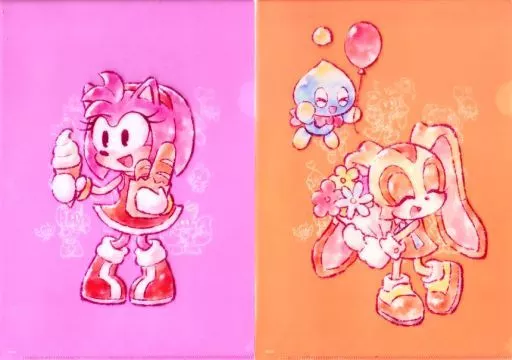 セガ ラッキーくじオンライン ソニック&テイルス　エミー&クリーム グッズセット Emmy / Cream & Cheese Clear File 2-Pack Set 