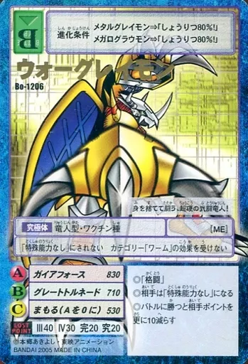 旧デジモンカードゲーム/デジモンカード/デジタルモンスターカードゲーム　デジタライズブースター2　Bo-1206：ウォーグレイモン 旧デジモンカードゲーム/デジモンカード/デジタルモンスター