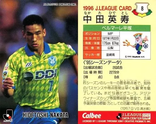 8 [J league player card] : Hidetoshi Nakata | Toy Hobby | Suruga 