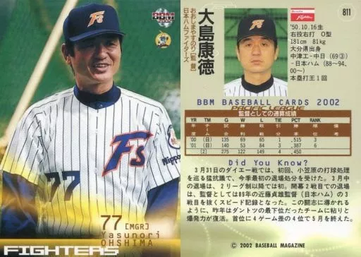 2000 BBM 大島康徳 日本ハムファイターズ 新監督 №517 うとき 2000 BBM 大島康徳 日本ハムファイターズ 新監督 №517 うとき