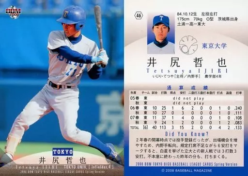 BBM / Regular Card / Tokyo University / BBM 2008 Spring