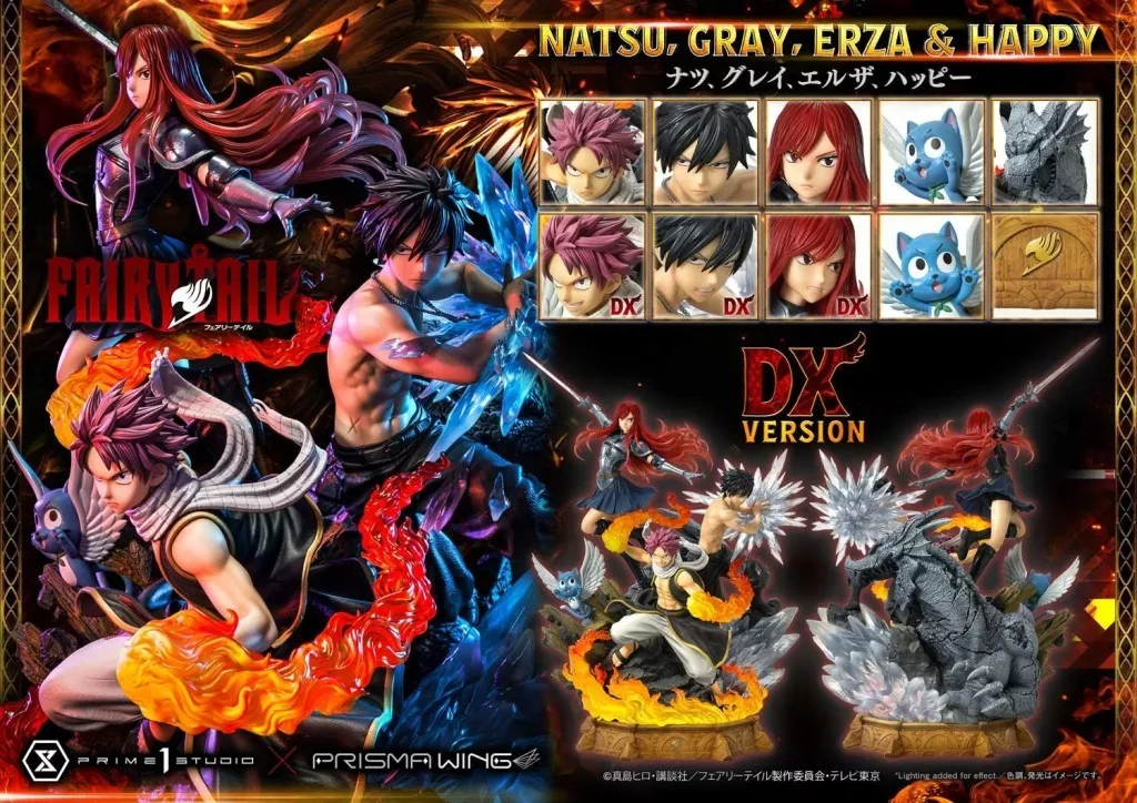 Figure Natsu, Gray, Elsa and Happy DX editions 