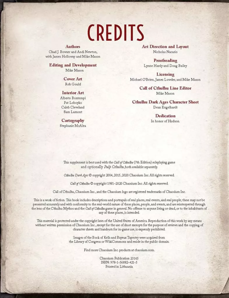 Board game Call of Cthulhu 7th Edition Supplement Cthulhu Dark Ages 3rd ...