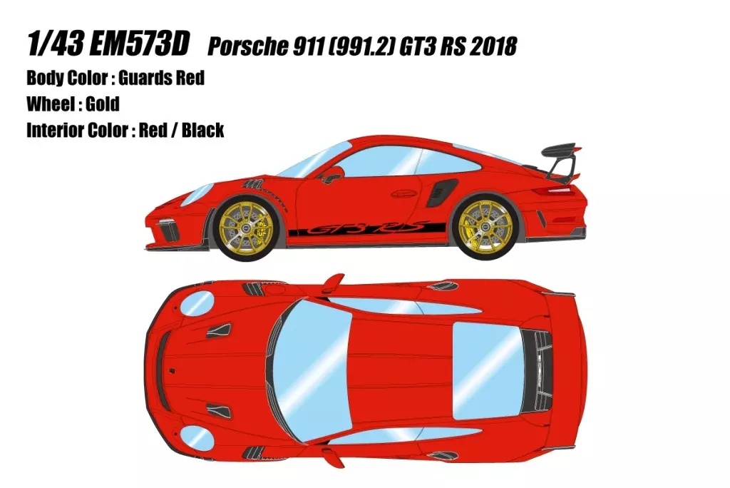 ミニカー　1/43 Porsche 911 (991.2) GT3 RS 2018(ガーズレッド) [EM573D] Porsche 911 (991.2) GT3 RS 2018 Guards Red Make Up EM573D