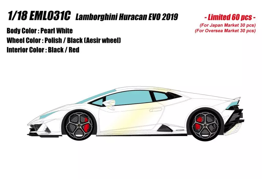 ミニカー　1/18 Lamborghini Huracan EVO 2019 AESIR wheel(パールホワイト) [EML031C] 1/18 Lamborghini Huracan EVO 2019 AESIR wheel (Pearl Yellow