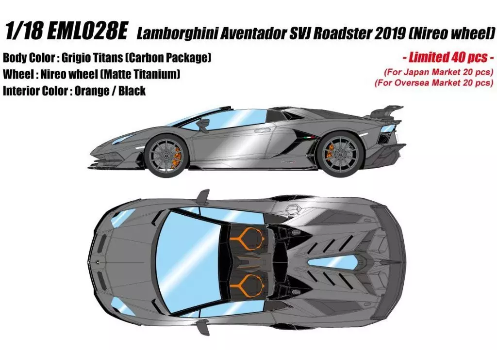 ミニカー　1/18 Lamborghini Aventador SVJ Roadster 2019 Nireo wheel(グリジオタイタン) [EML028E] 1/18 Lamborghini Aventador SVJ Roadster 2019 Nireo wheel