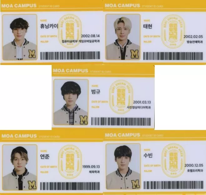 TXT 2021Dreamweek IDカードセット Character card TOMORROW X TOGETHER STUDENT ID CARD SET 