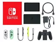 Nintendo Switch本体(有機ELモデル)カラーカスタマイズ/Joy-Con(L)ホワイト(R)パステルグリーン/Joy-Conストラップ：グレー/ネオンイエロー