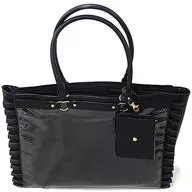 Black Pain Bag A3 ハートバックルフェイクレザーフリルトートバッグ