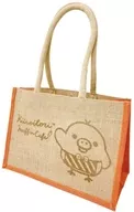 Red Orange jute reusable shopping bag (M) "Rilakkuma"