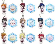 9-Type Set "LoveLive! Series GiGo Collaboration Cafe LoveLive! Deformed Acrylic Key Holder with Days Stand (Aqours Waitress)"