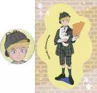 Hanazawa 輝気 (Vertical) metal badge + postcard set "KUJI Mate Mob Psycho 100 III Detective Ver." E-4 Prize