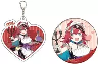 01. Mugetsu Memori Maid ver. (drawing illustration) Acrylic key holder & metal badge set "Virtual YouTuber"