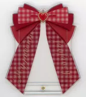 Red Ribbon Acrylic Frame gingham Check "Character Fuku KUJI ONLINE apicolle Photo Card Acrylic Frame Ribbon" B-1 Prize