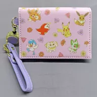 Pink Flowers 2-Fold Reel Pass Case "Pocket Monsters"