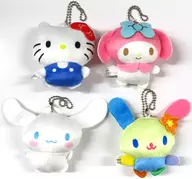 4-Type Set "Sanrio Character Choles Fluffy Plush toy strap"