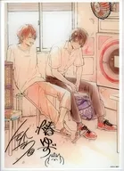 Akira Minato & Kogetsu Shintaro Replica with signature A4 size acrylic plate "Minato Shoji Coin Laundry Collaboration Cafe"