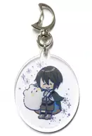 ホワイト 「魔法使いの約束×もくもくちゃん POP UP SHOP in 東京キャラクターストリート by eeo 月型ナスカン付きアクリルキーホルダー」