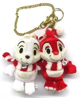 Tip & Dale (Santa Cap / Striped Muffler) Plush toy Key Chain "Tip & Dale" limited to Disney Store