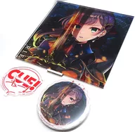 Illustration by Rie Maruyama Acrylic Stand & metal badge Set "CUE! (Cue) Complete Book Production Project" Crowdfunding return gift item
