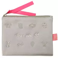 Gathered Synthetic Leather Flat Pouch "15th Anniversary INU x BOKU SS Fujiwara Kouka Exhibition"